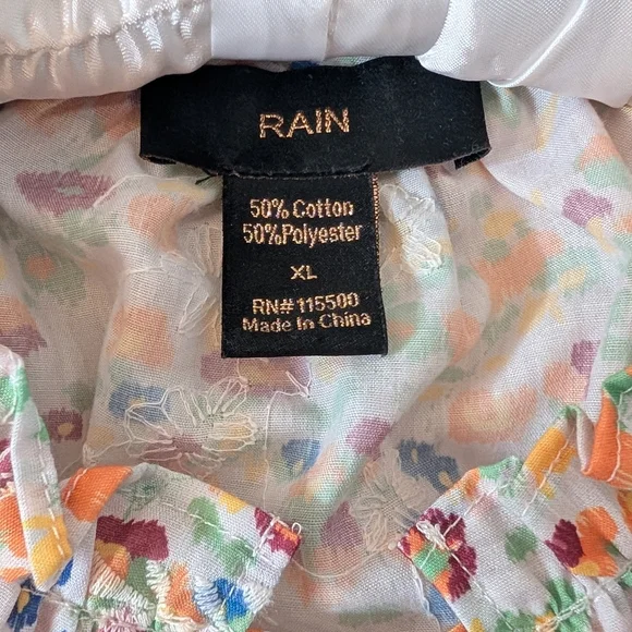 Rain Floral Ruffle Cap Sleeve Tie-Neck Blouse - Picture 4 of 7